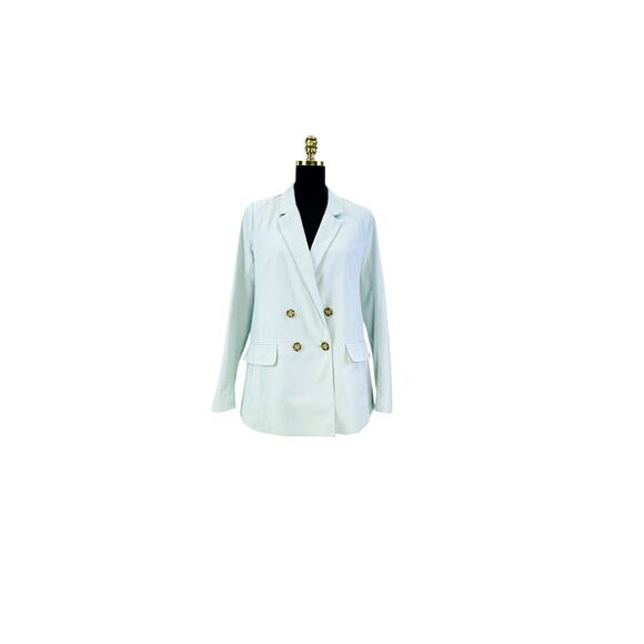 Abercrombie & Fitch Double-Breasted Blue Linen Blazer - Picture 5 of 14